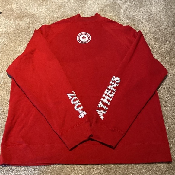 Roots Vtg Canadian Team 2004 Athens Olympic Half Zip Sweatshirt Red White Sz XXL - Picture 10 of 12